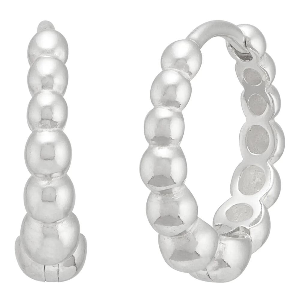 NWT Silpada Sterling Silver Beaded Hoop Earrings .5 Inch Lightweight Classic
